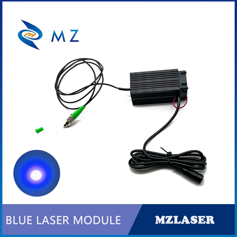 Compact 33x33x75mm 450nm 500mw Mini Red Fiber Coupled Laser Module round Dot FC/APC Connector Type for Optical Communication