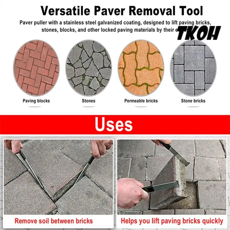 TKOH-Paver Removal Tool, 2 Pcs Paver Puller Tool , Paver Extractor Tool For Garden, Lawn, Patio,Block & Paver Replacement