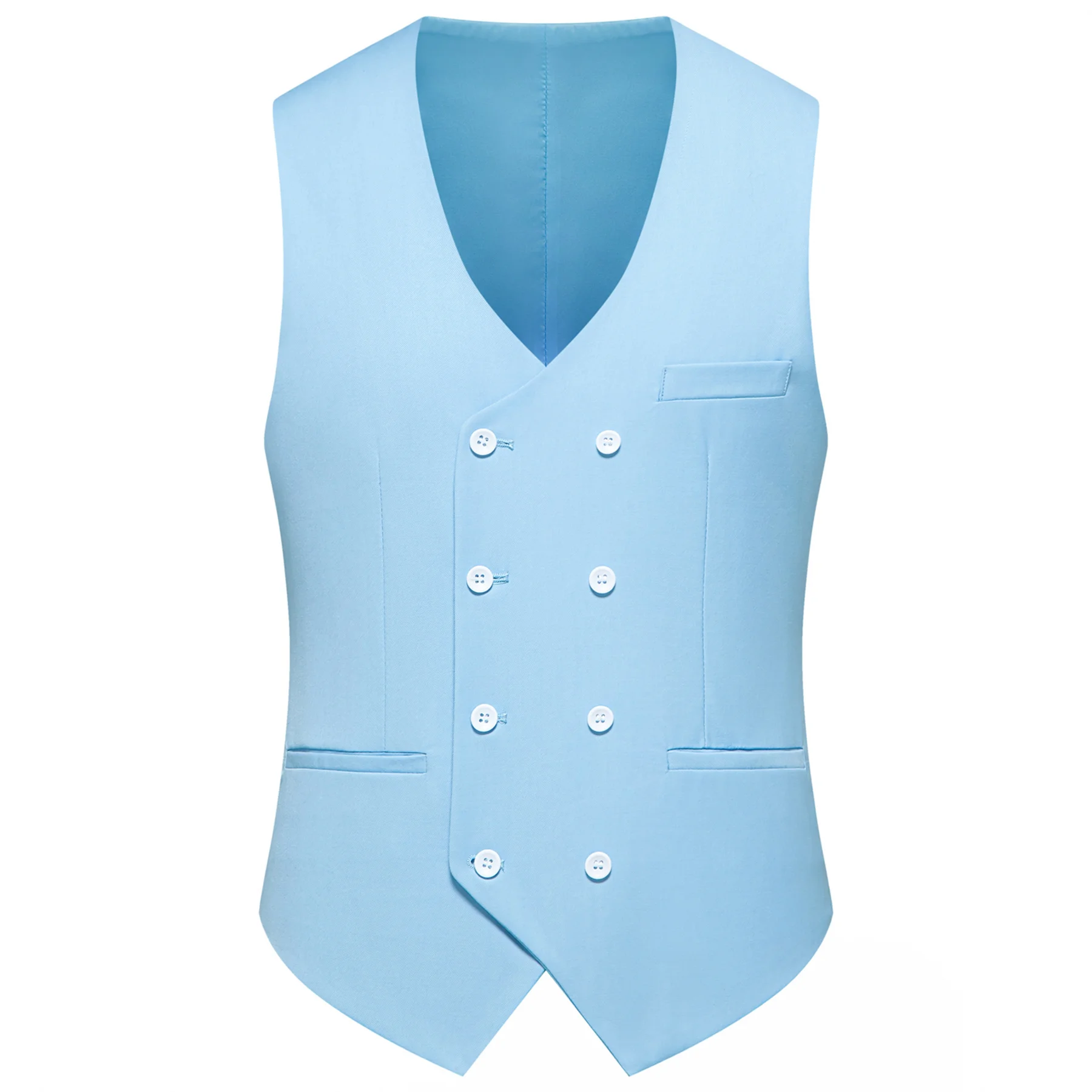 Men Double Breasted Vest Plus Size 6XL Fashion Slim Fit Sleeveless Wedding 13 Colors Solid Business Casual Dress Suit Waistcoat