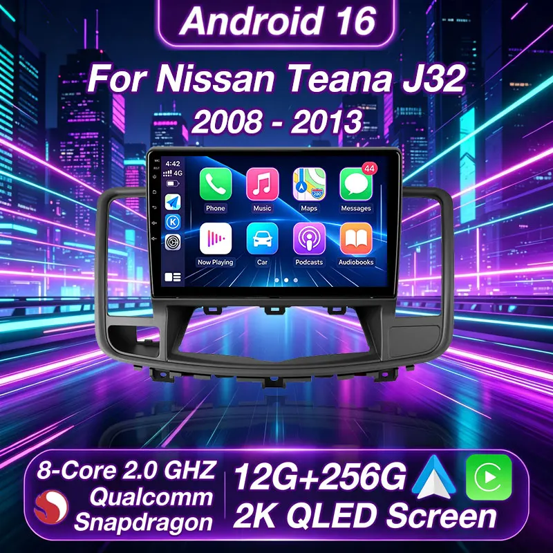 Pantalla 2K Incell Android 16 para Nissan Teana J32 Maxima 2008 - 2013 Reproductor Multimedia de Navegación GPS Radio Estéreo para Auto 5G DVD DSP