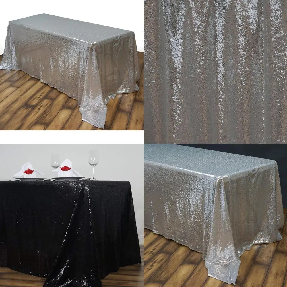 

Фабрика скатерти Роскошная коллекция Герцогиня Прямоугольная скатерть с блестками 90 x 156 - Серебристый