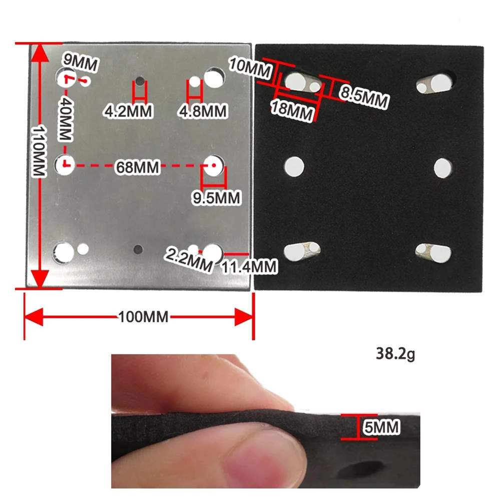 Backing Plate Sander Pad Workshop Equipment 1 * 1 PC Aluminum Plate + PU Foam 1/4 Sheet 100*110mm Square Pratical