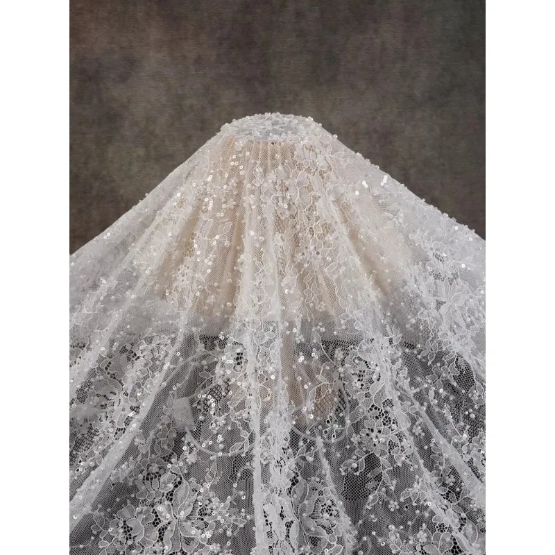 

Новая высококачественная изысканная вышивка бисером, мягкая кружевная наклейка, сетчатые аксессуары для свадебного платья, одежда ручной работы, декоративные материалы