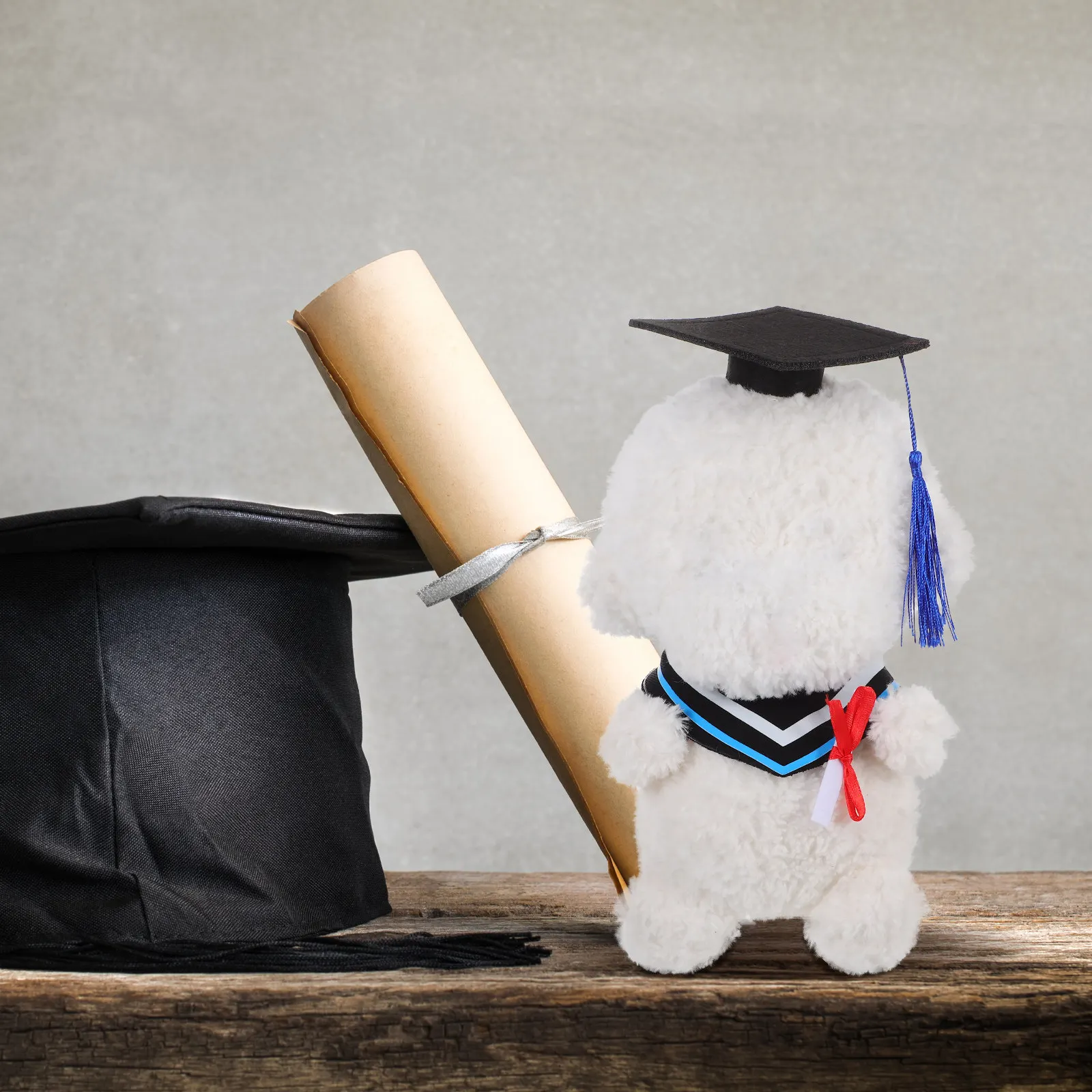 

1Set Bear Graduation Costume Soft Cap Collar Certificate Set Stuffed Animal Graduation Dress Up Accessory Keepsake
