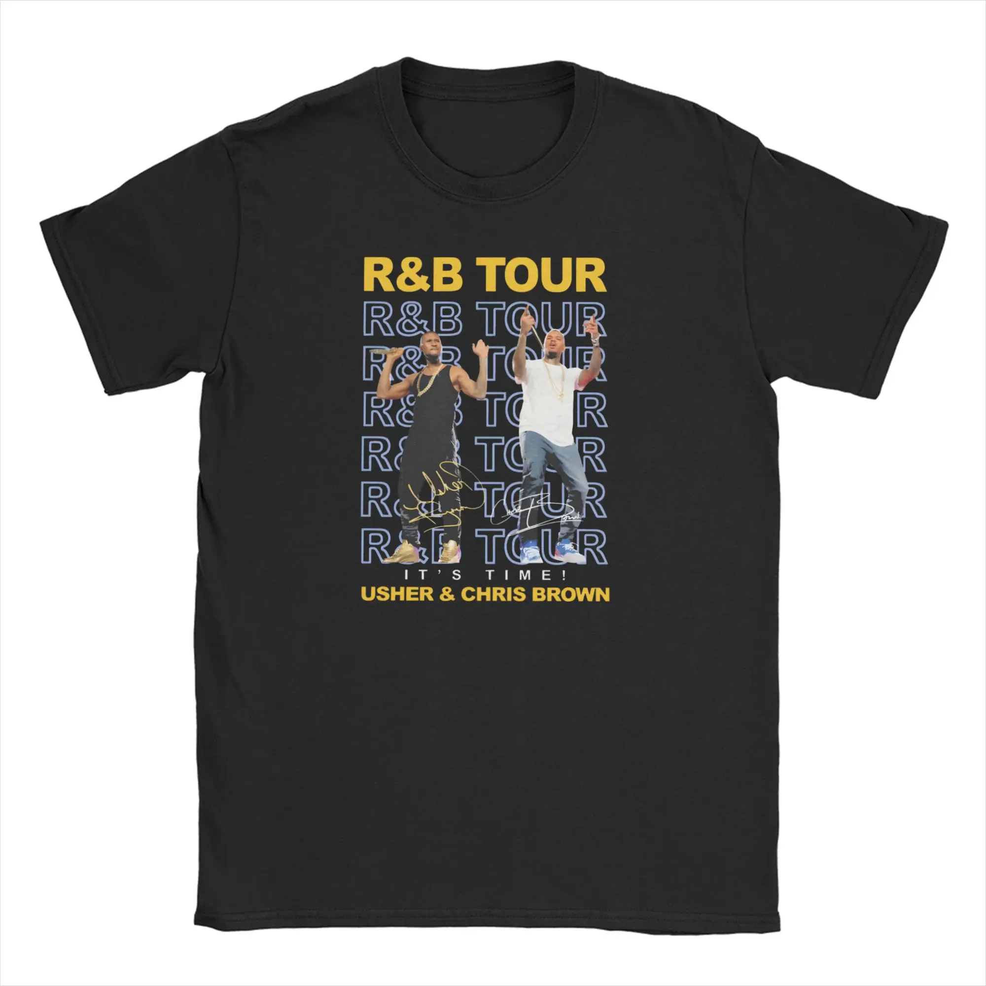 Camisetas para Hombre Raymond and Brown 2026 R&B Tour Chris Brown Usher Raymond, Camisetas de Algodón de Manga Corta con Cuello Redondo y Estampado Gráfico