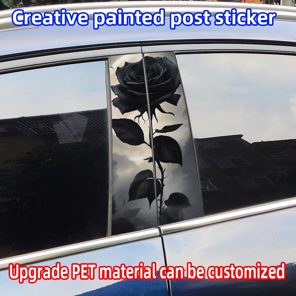 

Simple Rose Car Stickers Car B-pillar Vinyl Decal Waterproof Auto Center Pillar Sticker Cover Scratches Vehicle Decor Accessorie