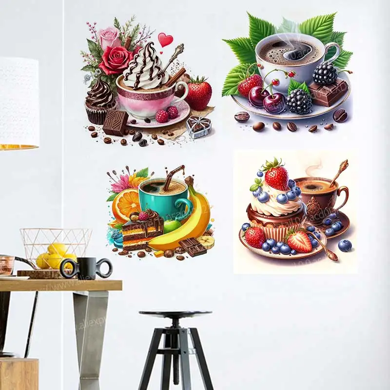 Coffee Theme Vinyl Stickers Removable Wall Art Mural for Laptop Coffee Shop Office Leisure Area - Coffee Lovers Decor AA512