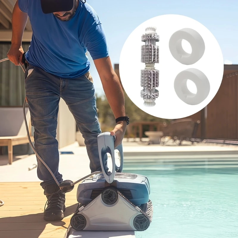 Pool Cleaner Replacement Brush and Foam Collar Set, Brush Assembly with 2 Climbing Collars for Smooth Wall Pool Cleaning 87HA
