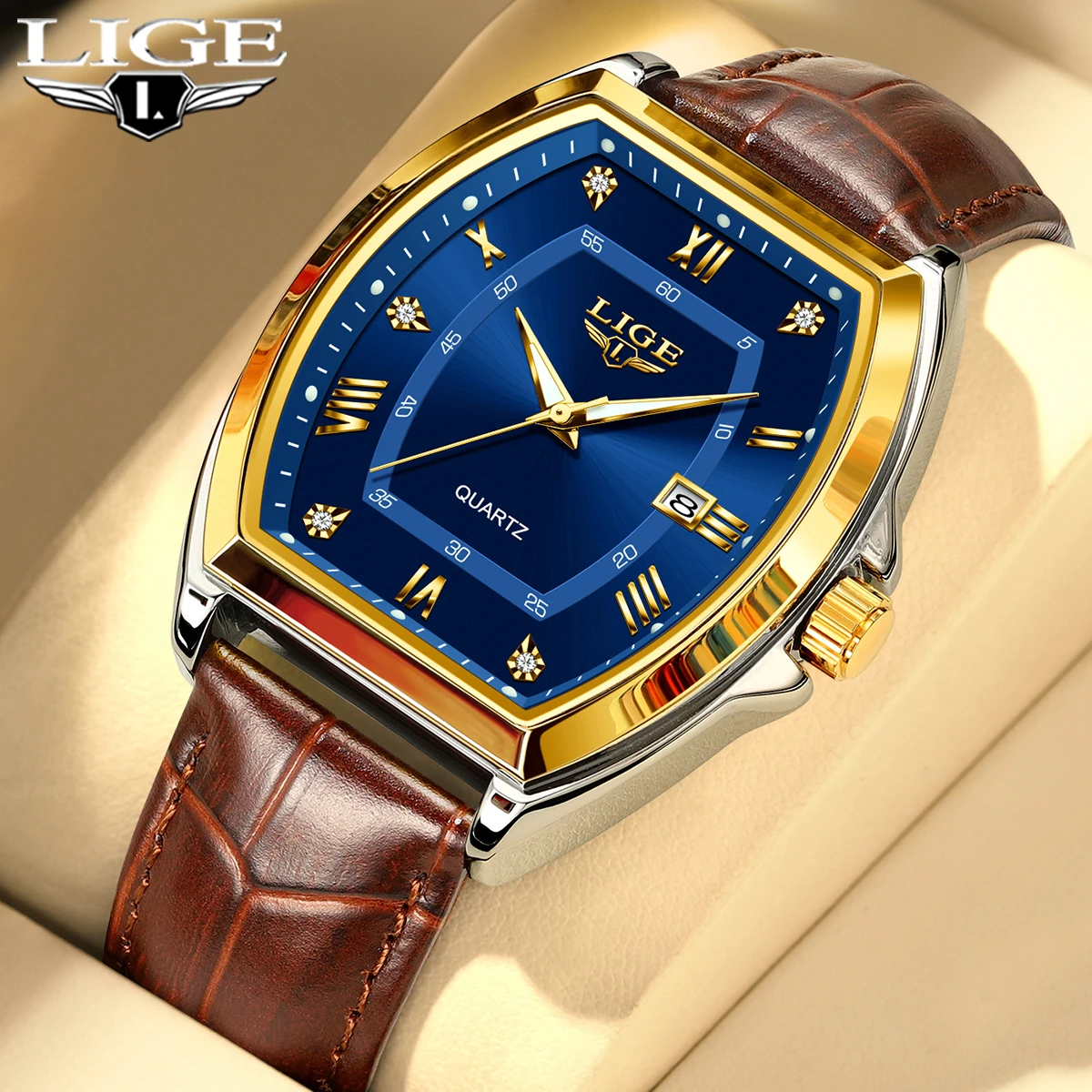 

LIGE Watch Men Top Brand Luxury Square Waterproof Quartz Watches for Men Military Sports Date Chronograph Relogios Masculino
