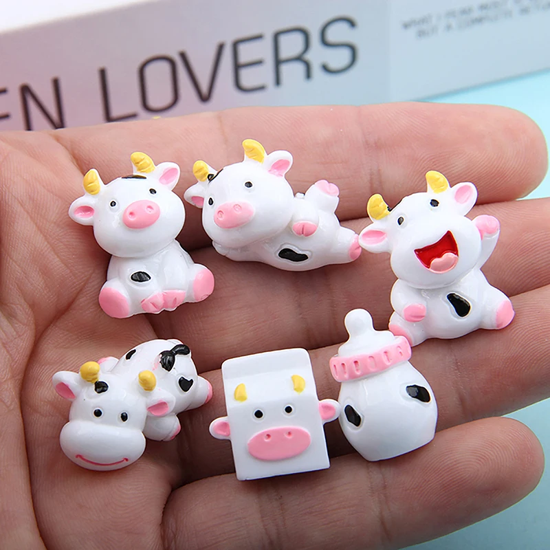 乳牛用樹脂動物装飾品,白い牛,マイクロランドスケープ,小さな庭の像,置物,室内装飾,家の装飾,1個