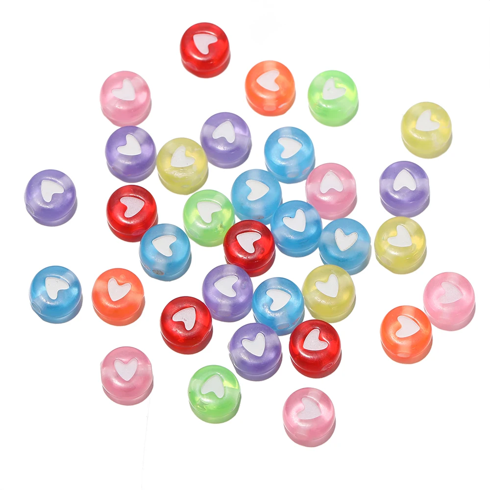 

50PCS 4x7mm Acrylic Fluorescent Heart Alphabet Beads for DIY Friendship Bracelet Necklace & Glow-in-the-Dark Party Favor Crafts