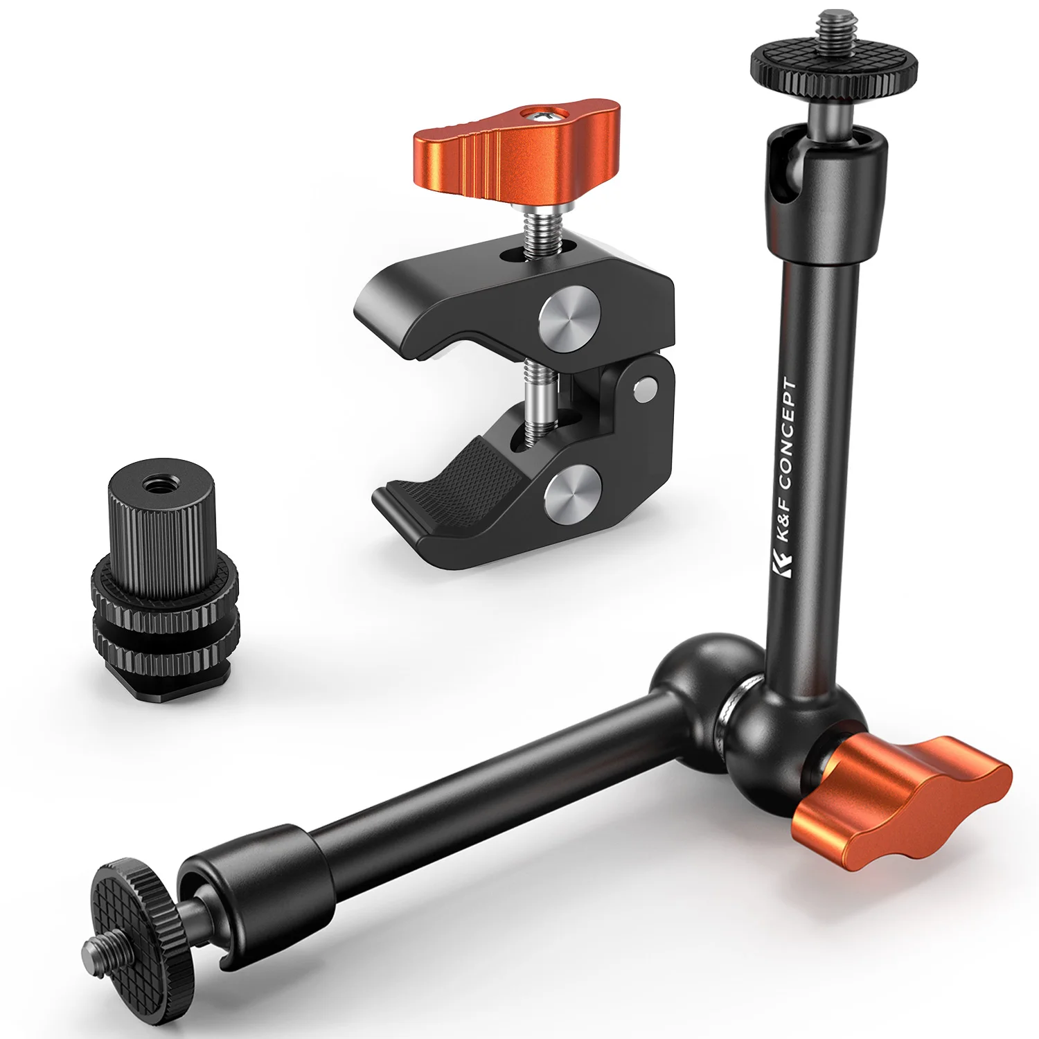 K&F CONCEPT 9.8" Magic Arm Klemset met 1/4" & 3/8" Schroefdraad 360° Kogelkoppen Gearticuleerde Magic Arm Camera Bevestiging Flexibel