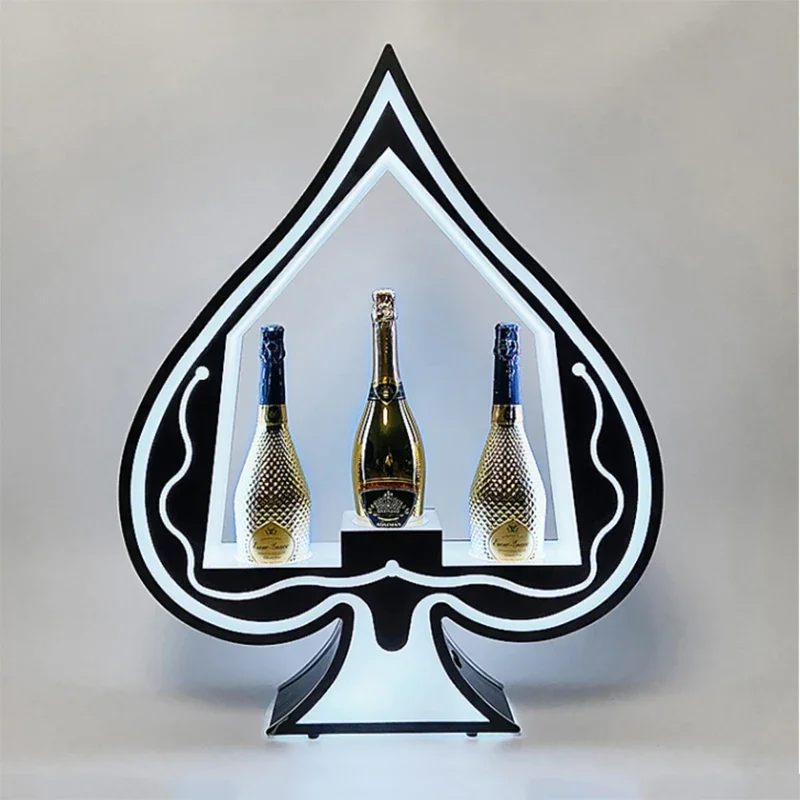 display rack Ace of spades 3 bottles of wine wireless led acrylic wine nightclub