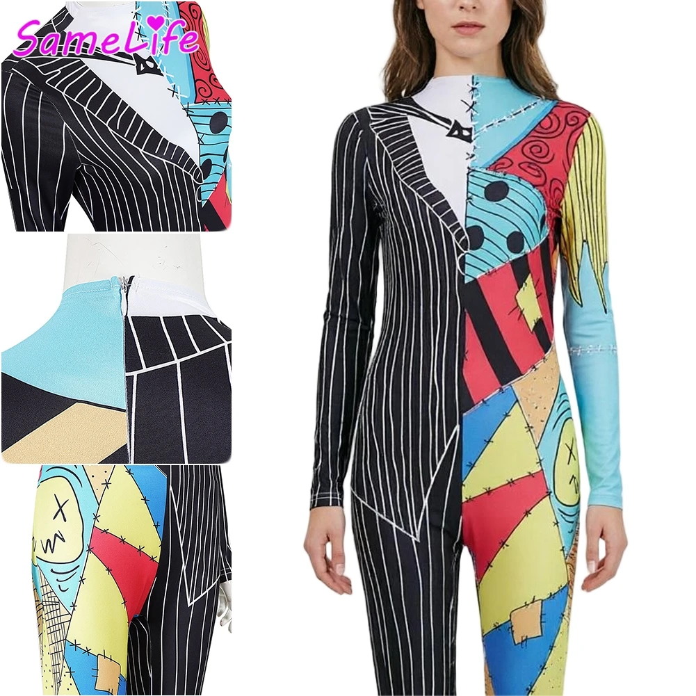 Disfraz de Sally de la Película Pesadilla Antes de Navidad, Ropa de Cosplay para Mujer, Disfraz de Halloween, Trajes de Fiesta Femeninos