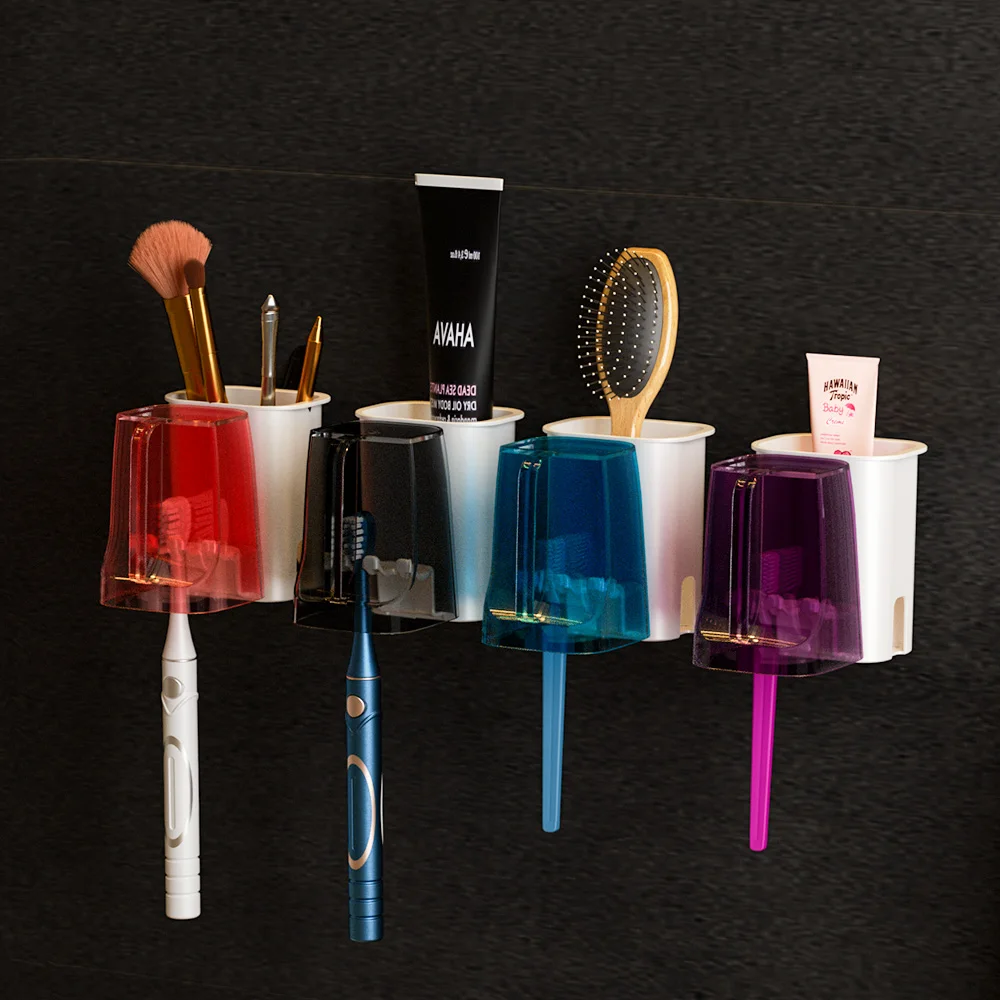 Modern Scandinavian Toothbrush Rack, Punch-Free, Bathroom Installation on the Wall of Gargle Comb, Toothpaste Tube Hanging