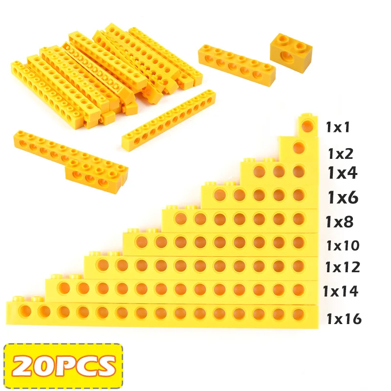 20 piezas tecnología de agujeros de haz amarillo piezas de bloques de construcción MOC 2730/3894/3700/6541/3895 montaje perforado accesorios de ladrillos de juguete