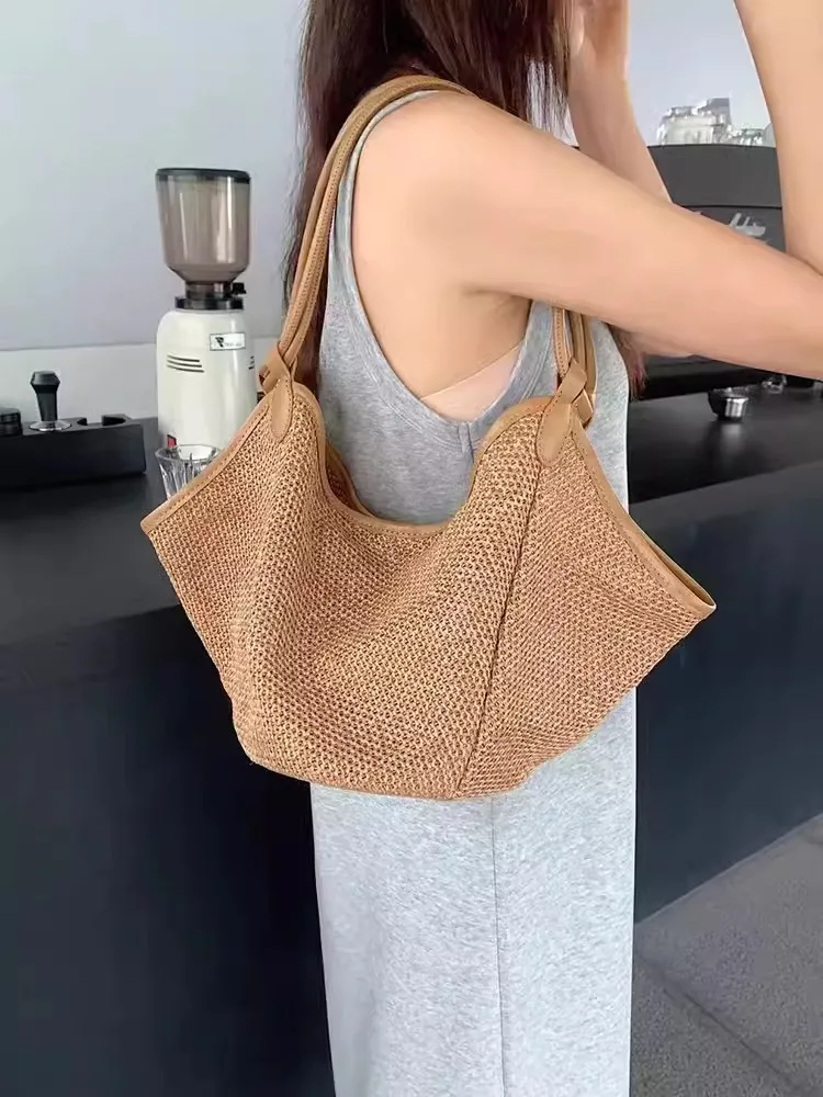 Ladies Fashion Summer Straw Crossbody Bag Women Beach Holiday Shopping Woven Shoulder Handbag Messenger Purses For Women Bags