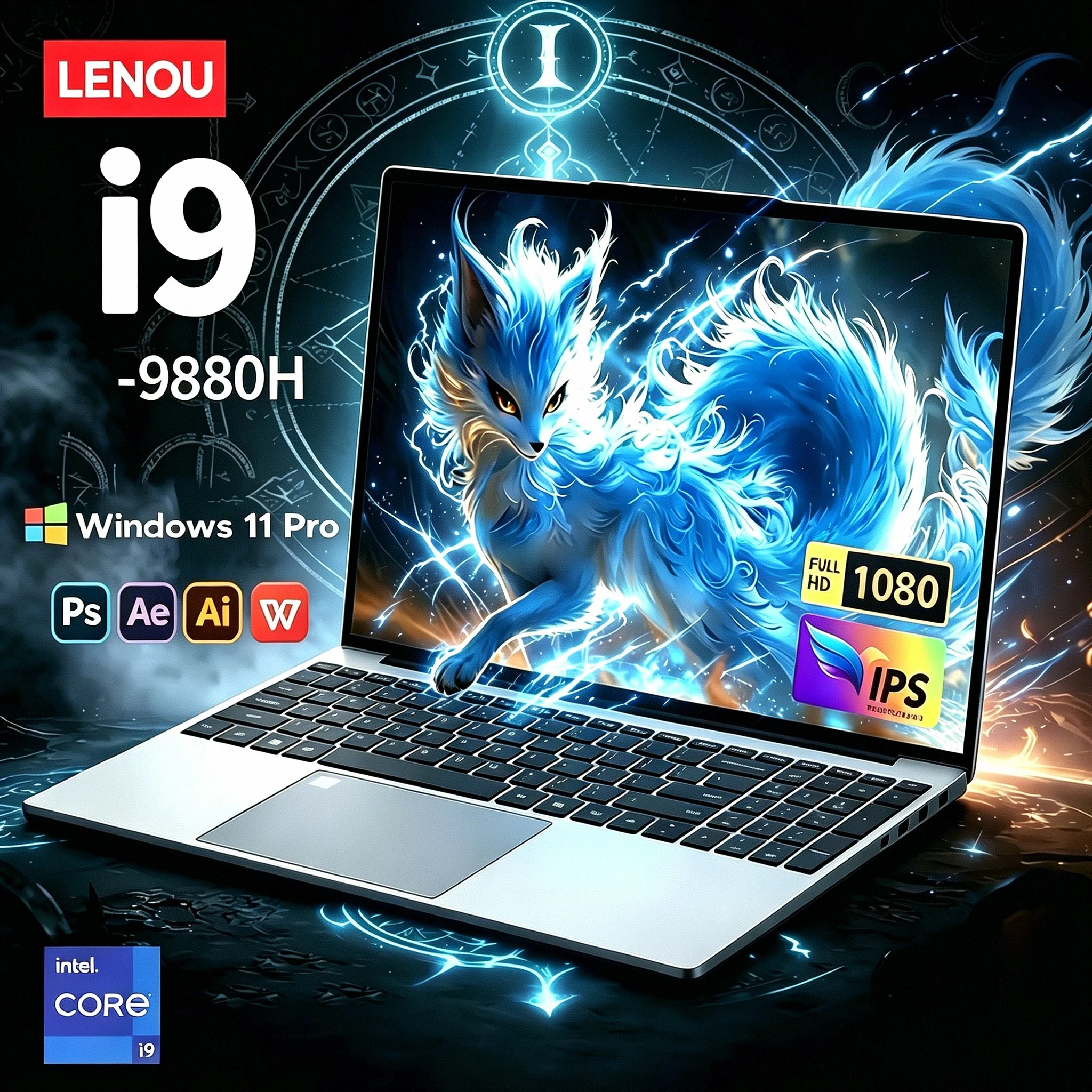 LENOU Nuevo Portátil de 15.6" Full HD con Intel Core i9-9880H, 32GB de RAM, 2TB SSD, Windows 11 Pro, Operación Rápida, para Oficina y Juegos