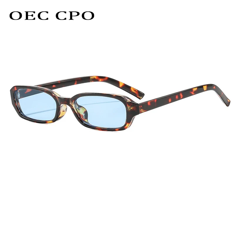 OEC CPO Fashion Rectangle Sunglasses Women Brand Designer Leopard Colorful Shades UV400 Sun Glasses Female Punk Square Eyewear