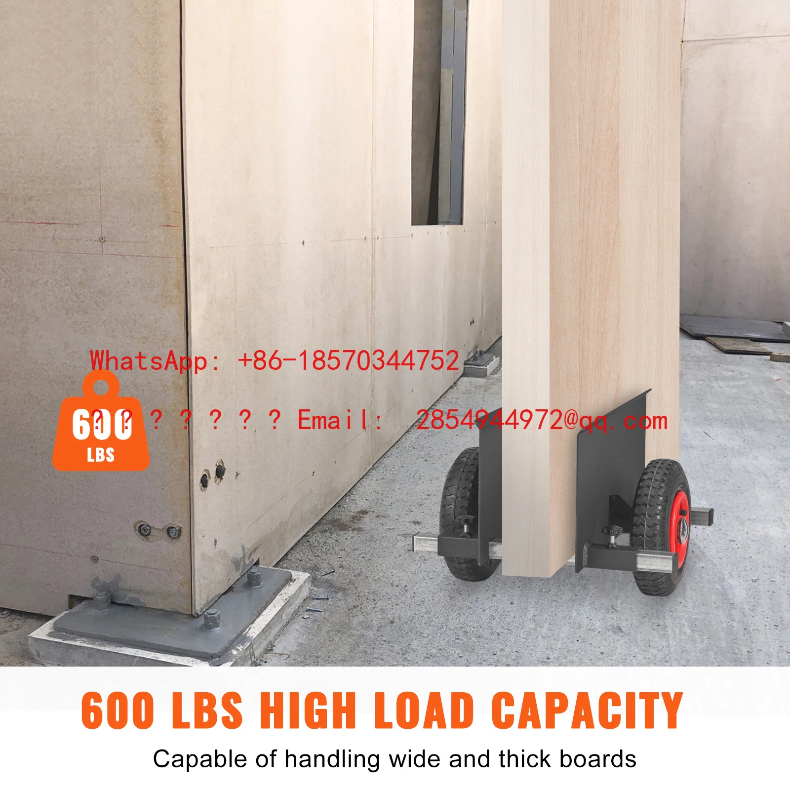 Flat Pushcart Type Terrain Mobile Vehicle with Adjustable Pneumatic Wheels, Used for Handling Drywall Panels