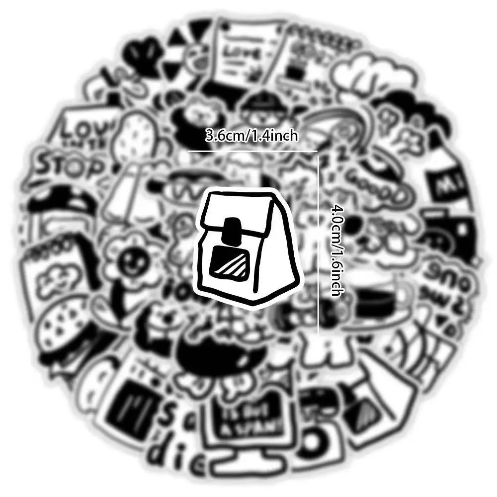 10 or 180 Pieces Ins-style Black & White Korean Doodle Cute Stickers. Simple, Creative & Unique Decals for Phone Decoration