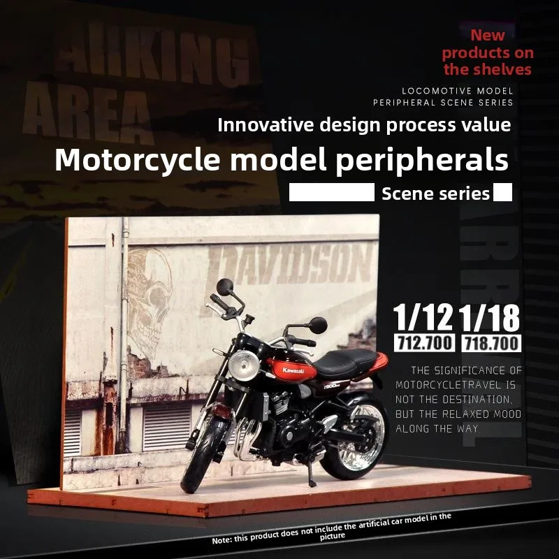 

Wooden Motorcycle Road Scene Baund Model Base Display Box Motorcycle Scenario Building Model Exhibitions owcases