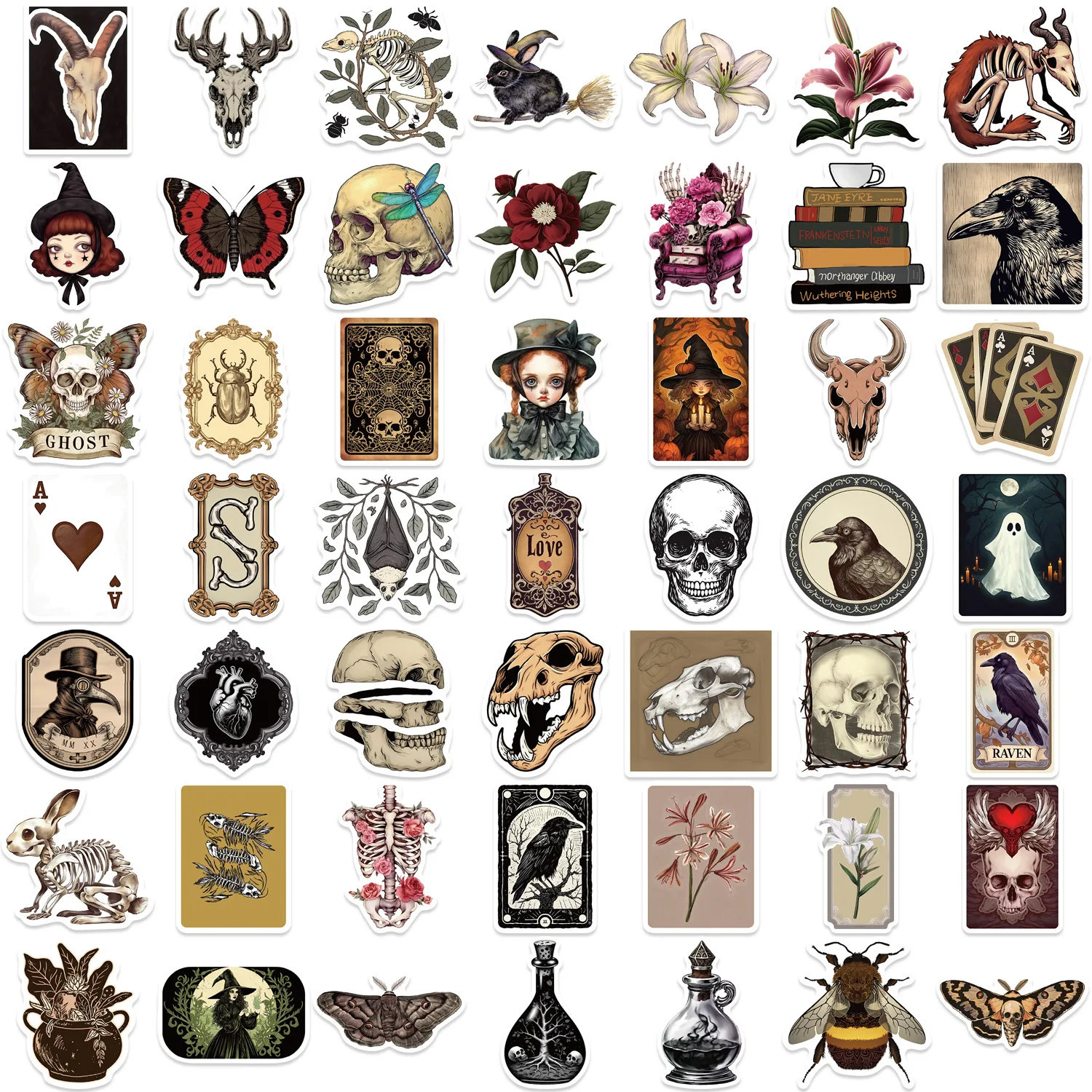 50/100Pcs Romantic Goth Doodle Stickers Removable Waterproof for Guitar Notebook Suitcase Helmet Scooter Shoe Rack Decals