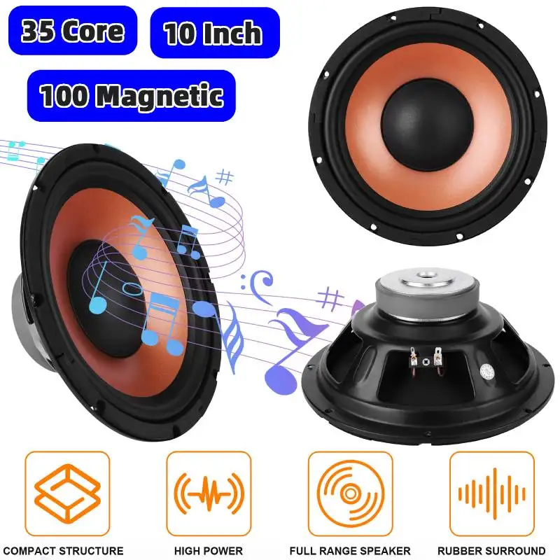 

Автомобильный мощный басовый динамик, 35 ядер, 100 магнитных улучшенных звуков, музыкальный стереодинамик, 10-дюймовые автомобильные аудиоколонки, сабвуфер, динамик