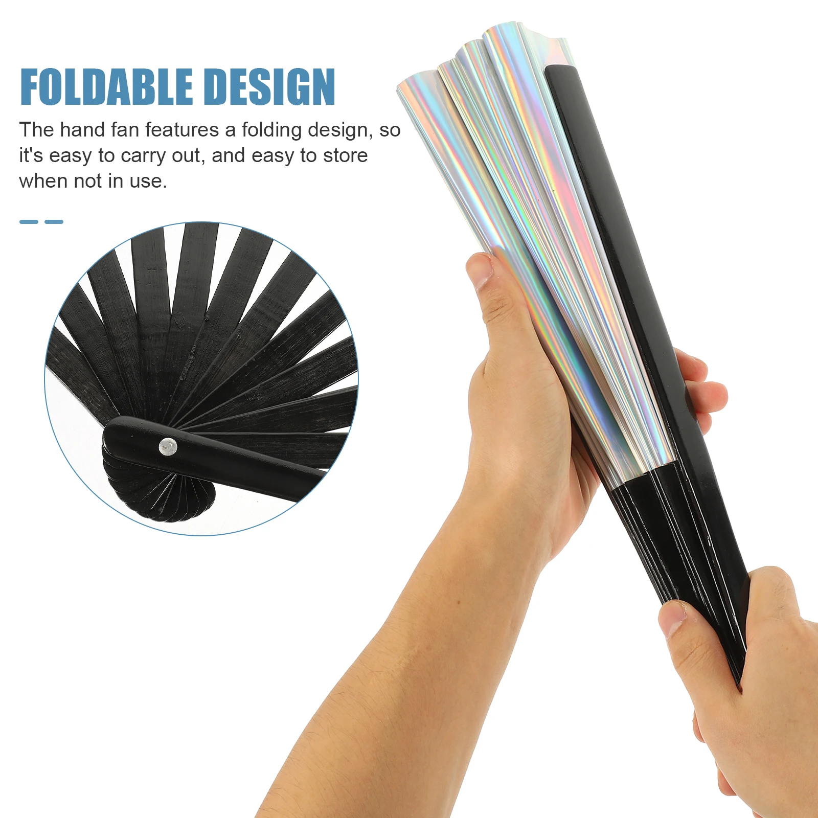 

PVC Bamboo Colorful Kung Fu Fan C14 Large Rave Hand Fans Portable Folding Fans Easy Carry Outdoor Events Performances