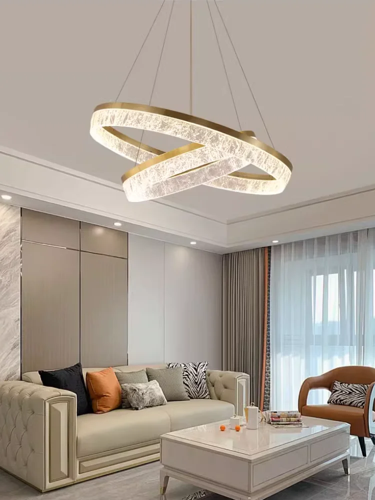 Postmodern Light Luxury Circular Ring Living Room Chandelier Creative Restaurant Hanging Lights Study Model Room Light Fixtures