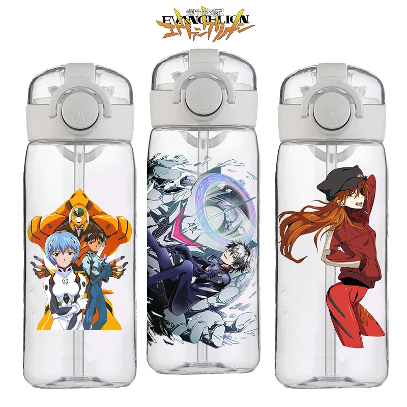 EVANGELION Plastik-Wasserbecher Kleine Bürotasse Eva Evangelion Cartoon Kreativer Studentenbecher Cartoon Auslaufsichere Trinkflaschen