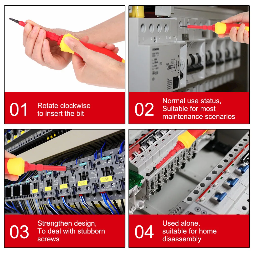 8pcs Chrome vanadium steel Insulated Screwdriver Set Electrician Repair Tools Kit Interchangeable Blade