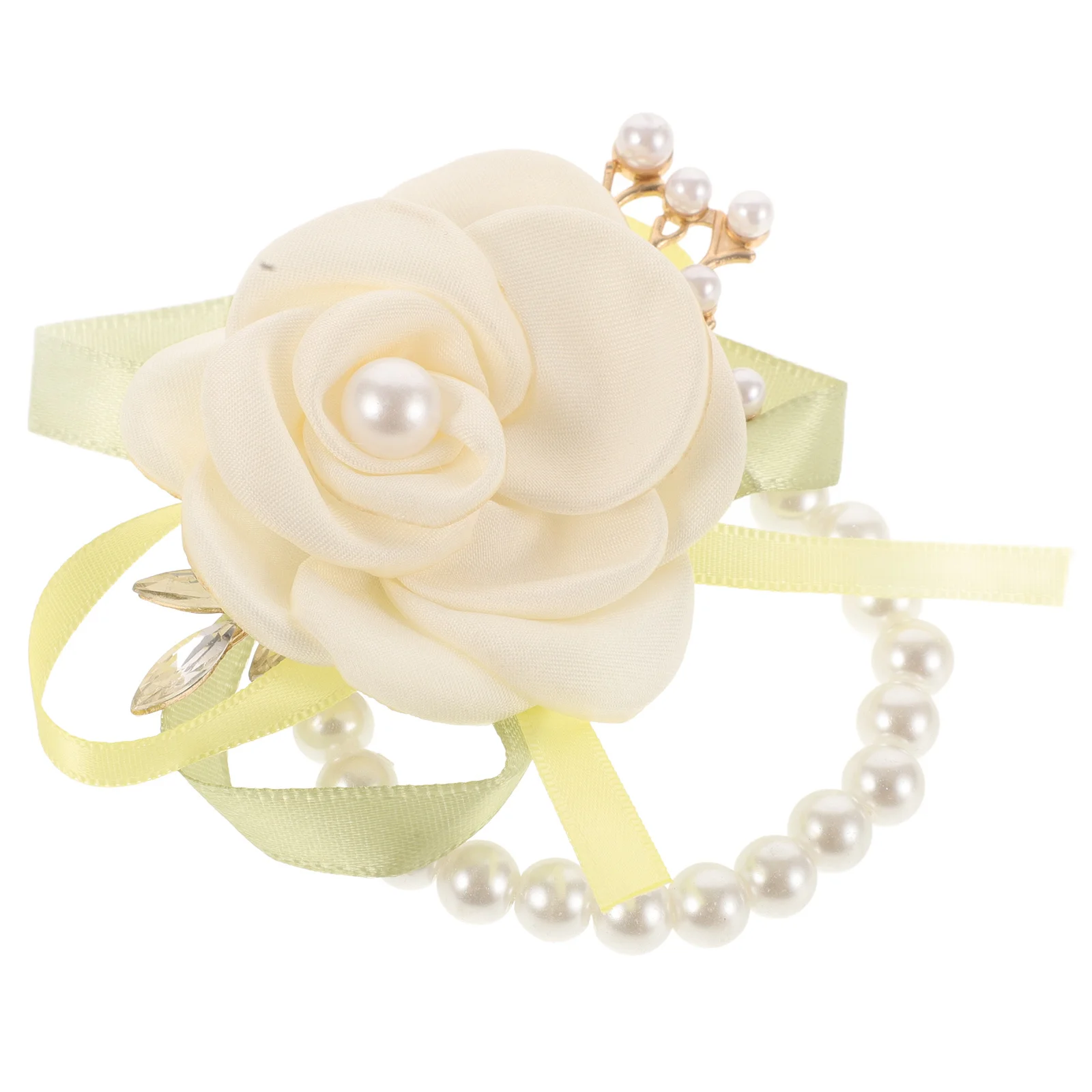 

Pearl Wrist Corsage Imitation Bright Color Realistic Fake Flower Bracelet Wedding Bride Bridesmaid Rustic Corsage Wristlet