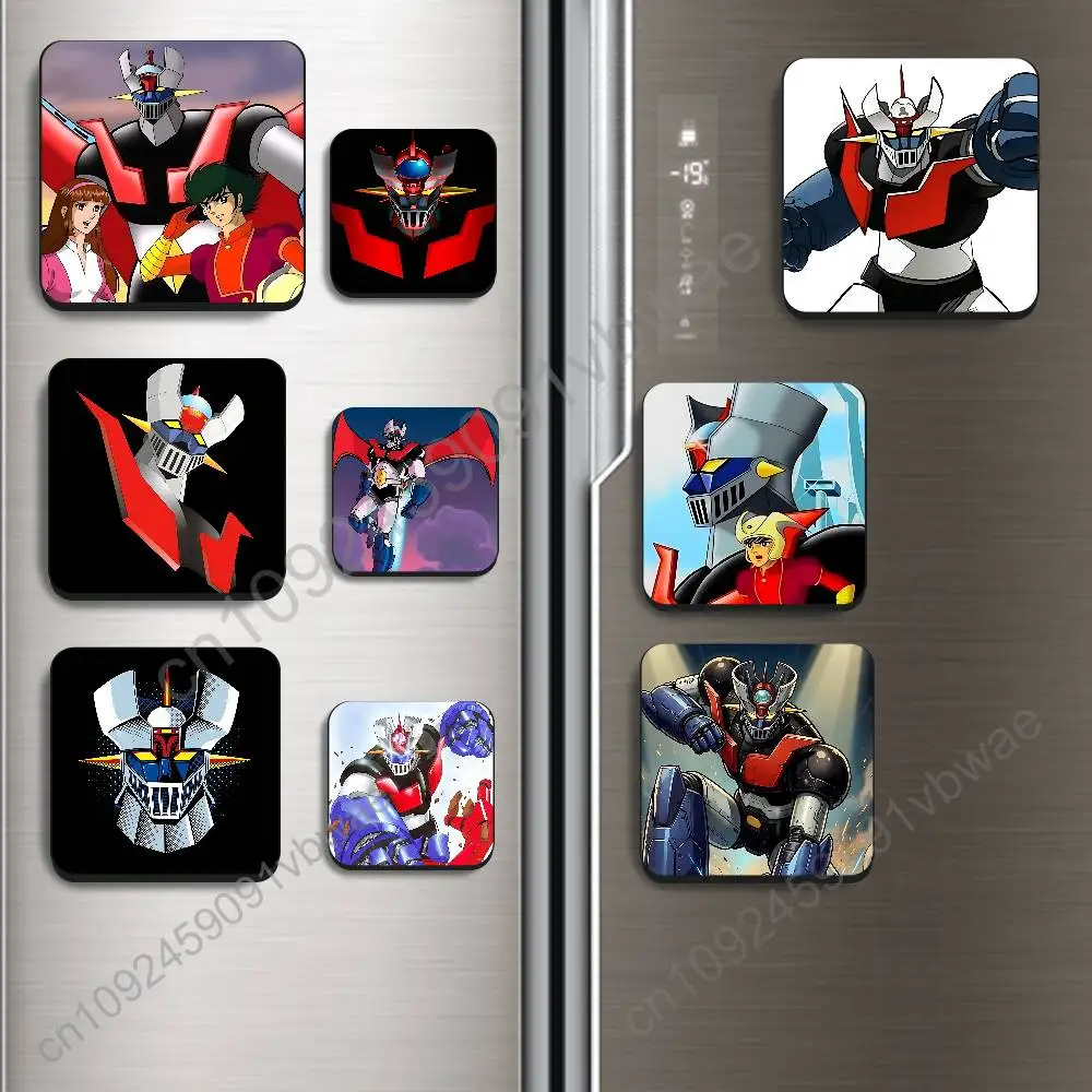 Mechanical armorization Z Mazinger Black Square Plastic Fridge Magnet, for Magnetic Sticker No Trace Left, Durable
