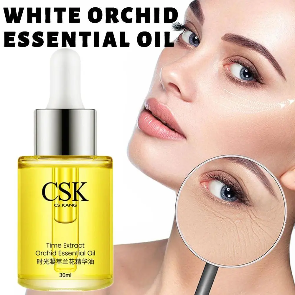 30ML White Orchid Essential Oil Facial Essence Hyaluronic Acid Dark Skin Brighten Serum Fade Fine Lines Moisturizing Repair Dull