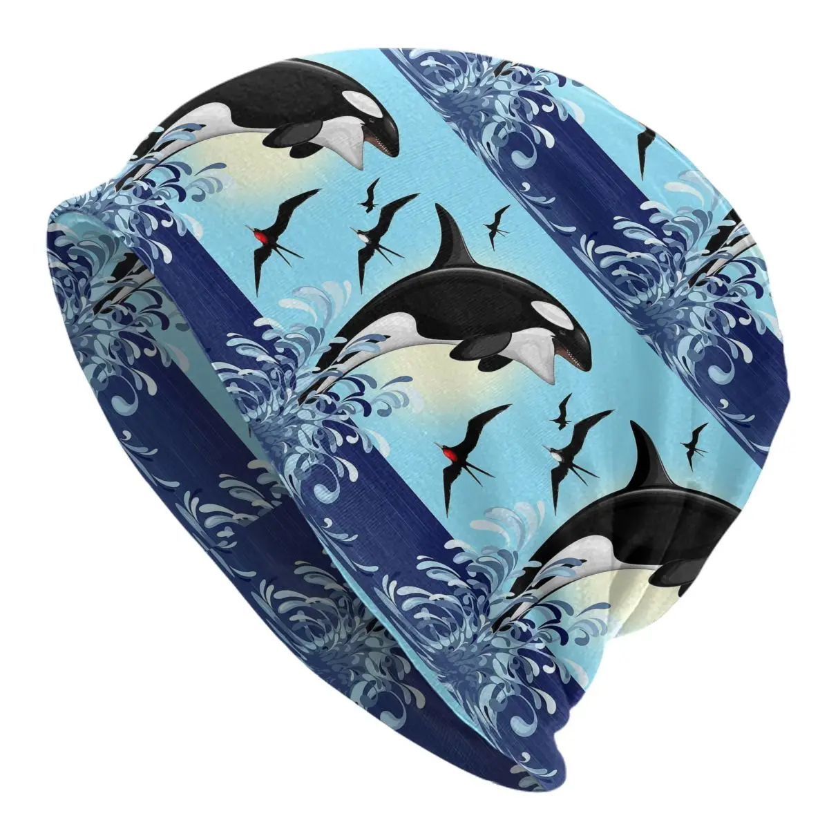 Orca Killer Whale Jumping Out The Ocean Unisex Adult Beanies Caps Knitting Bonnet Hat Warm Fashion Autumn Winter Skullies Hats