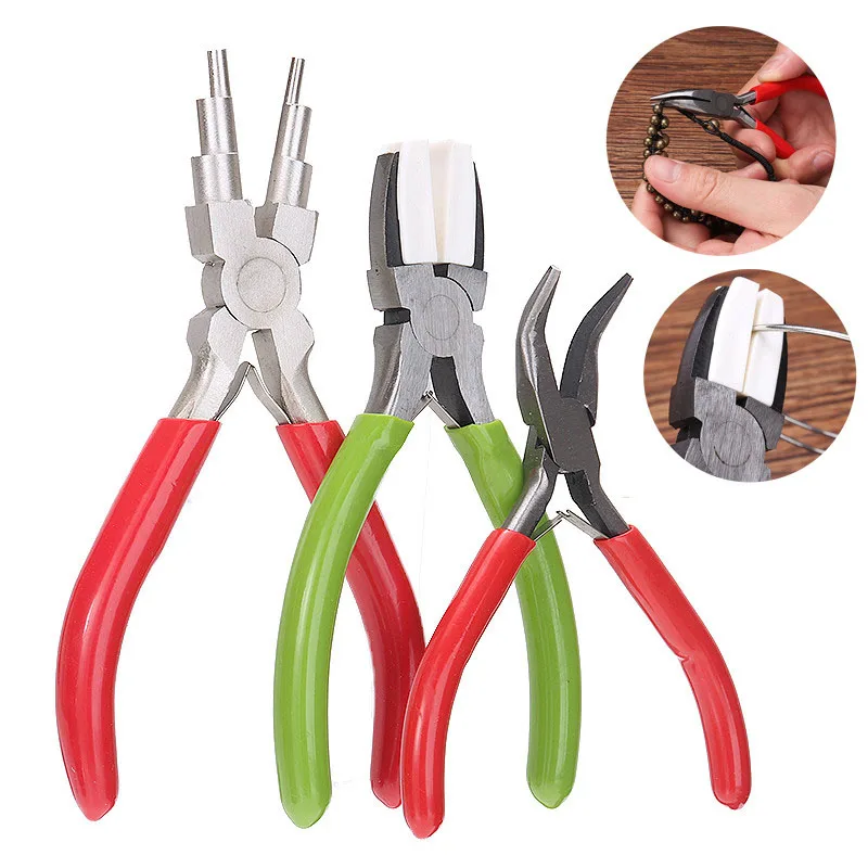 

3PCS Set Jewelry Round Nose Pliers Crochet Tweezers Pliers Making Tool Set Beading Looping Wire Jewelry Making DIY Hand Tool