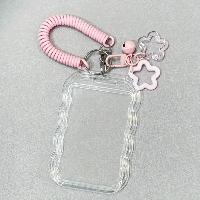 1 Set Heavy Duty Retractable ID Holder with Keychain & Wrist Strap - Transparent PVC Card Holder with Secure Locking Mechanism,