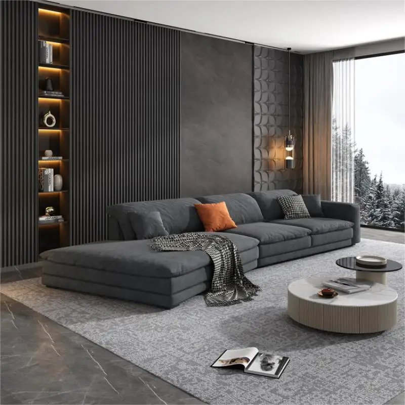 Italian fabric sofa Buda living room small apartment cat claw technology cloth straight row corner sofa combination