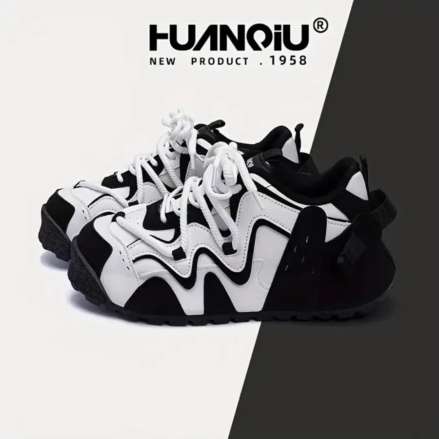 

Four Seasons Men'S Fashionable Thick-Sole Sneakers College-Style Casual Shoes Low-Top Lace-Up Non-Slip And Wear-Resistant Suita
