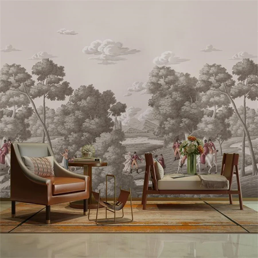 Custom Wallpaper 3D Living Room Bedroom Mural French Countryside Wallpapers European Western Painting Background Landscape mural