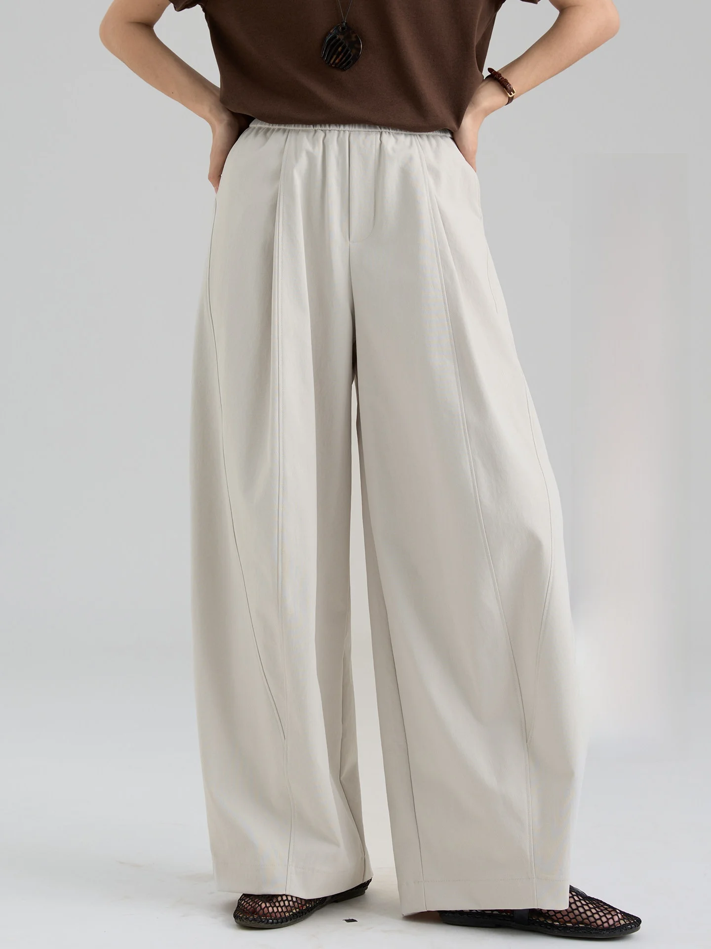 

Drawwind Summer High Waist Loose Women's Casual Pants Wide Leg Long Trousers Korean Style Polyester Fiber Ladies Pants