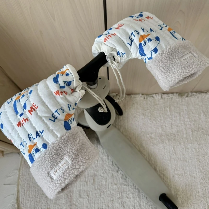 Guantes scooter para niños Patrón dibujos animados Calentador manos Esposas suaves y transpirables