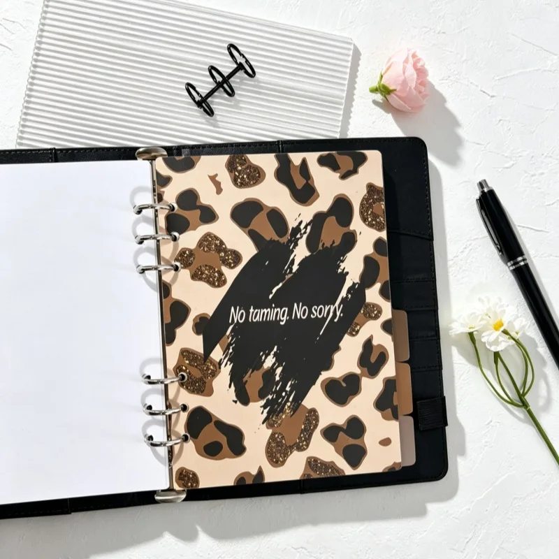 A5/A6  Retro Leopard Print Loose Leaf Rose Index Partition For Binder Planner Notebook Stationery Paper Divider Accessories