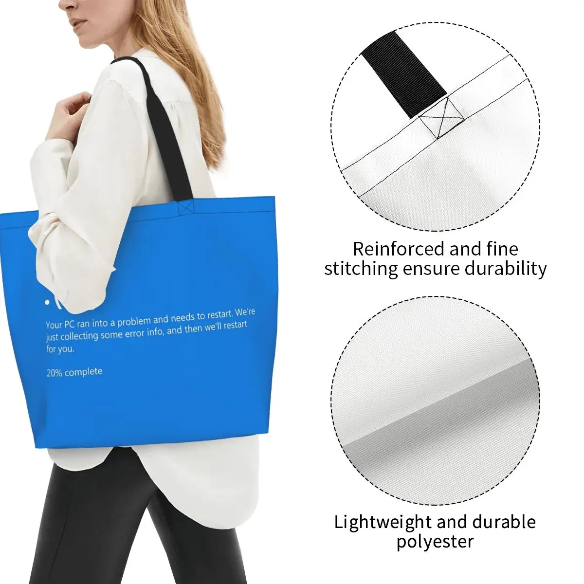 Blue Screen Of Death NEW Shopping Tote Bag Canvas Large Capacity Shoulder Bags Shopper Grocery Handbag for Women