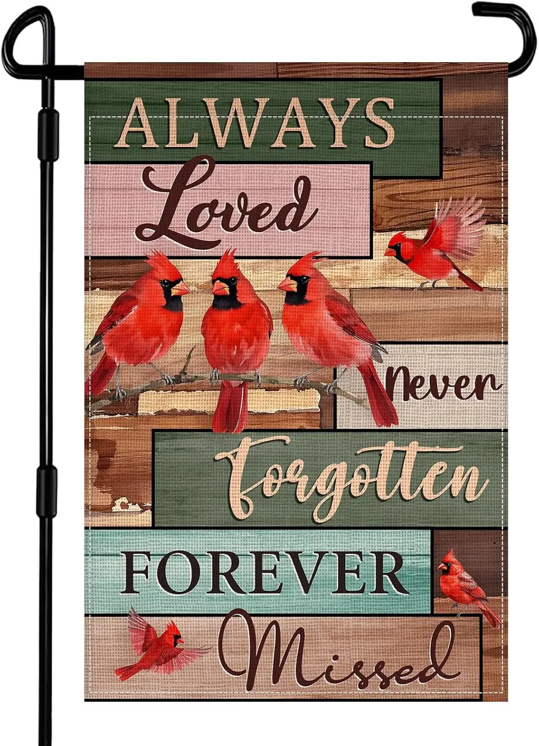 Cardinal Memorial Garden Flag 12x18 Inch Double Sided Always Loved Never Forgotten Forever Missed Small Burlap Garden Flags  SSL