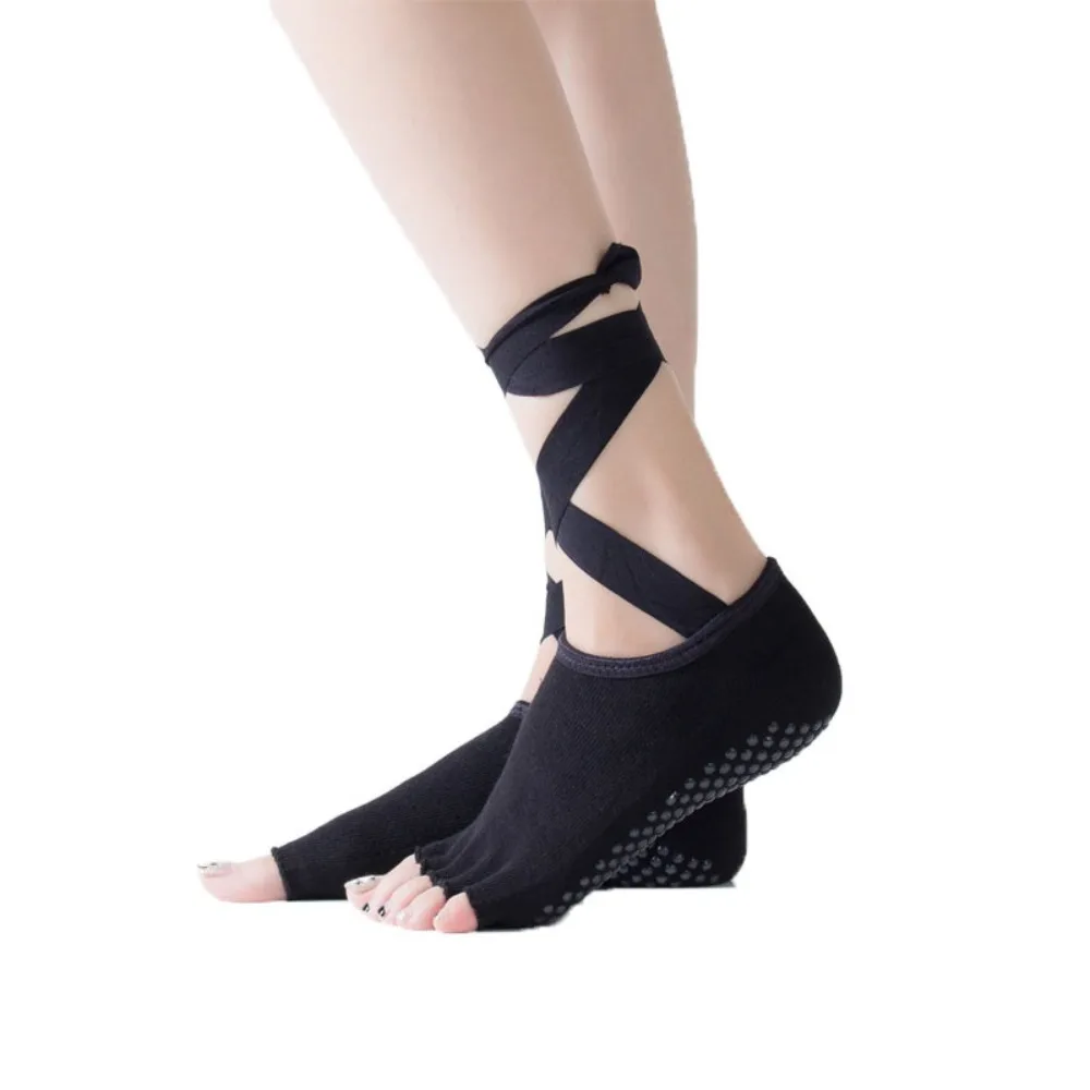

Простые носки на шнуровке с пятью пальцами, хлопковые носки для пилатеса в горошек, женские дышащие носки для фитнеса, йоги, тренировки босиком