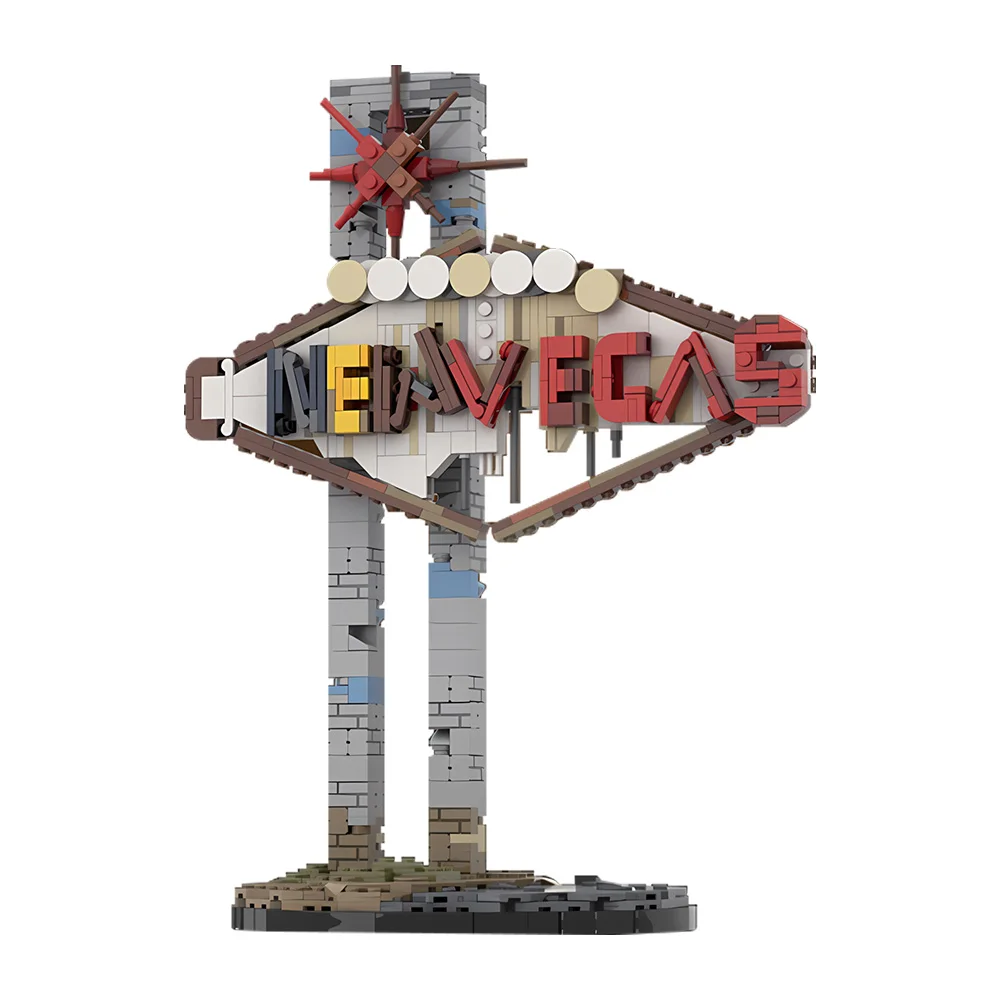 Gobricks MOC Street View New Vegass Sign Building Blocks Model Game Signage New Vegass Bricks diy Assembled Toy Children Gift