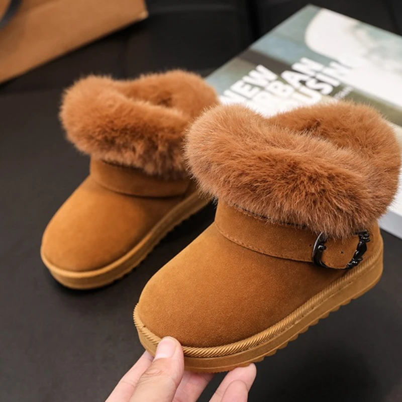 

Children Snow Boots Cotton Winter Warm Plush Thicken Short Boots Girls Princess Shoes Kids Anti-Slip Casual Snow Boot