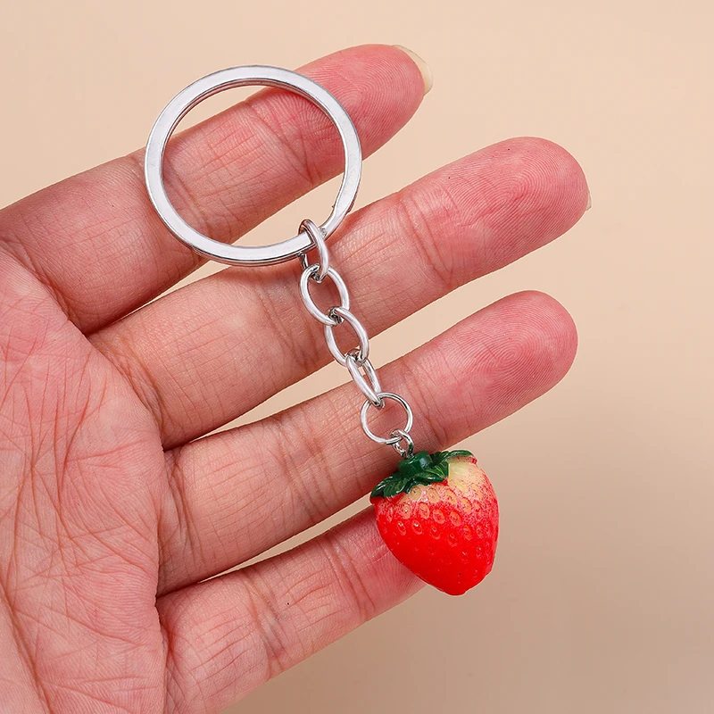 Aihua Schlüsselanhänger Niedlicher Mini Bitten Red Apple Schlüsselanhänger Obst Anhänger Schlüsselanhänger Damen Herren Schmuck Tasche Schlüsselzubehör – Detail 2